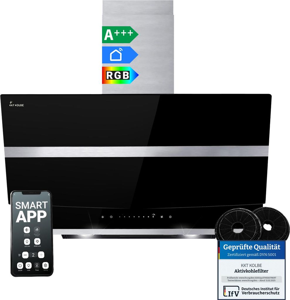 Hotte aspirante cuisine 80cm Hotte Murale Inclinées acier Image du produit 