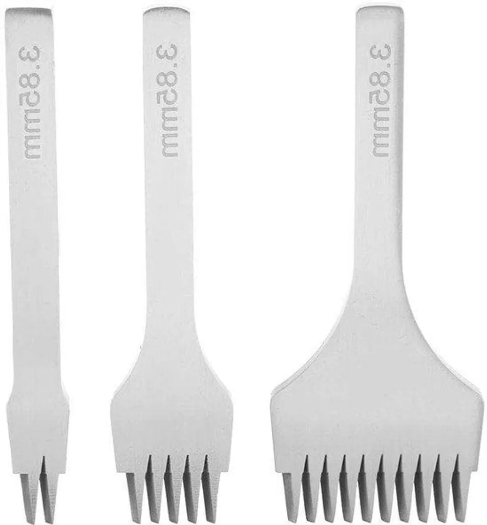 Griffes à frapper pour maroquinerie en acier - Set de 3 outils cuir