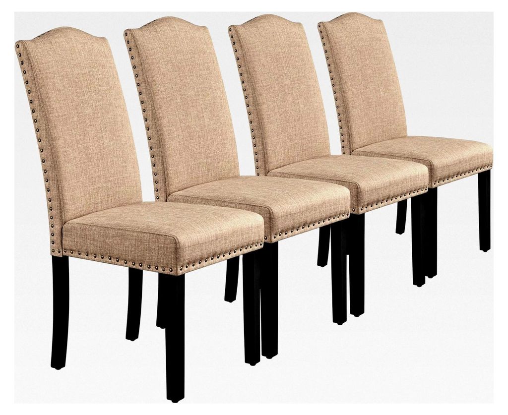Esszimmerstühle 4er Set Küchenstuhl mit hoher Rückenlehne, moderne Stühle für Küche und Esszimmer, Beine aus Massivholz, gepolsterte Sitzflä...