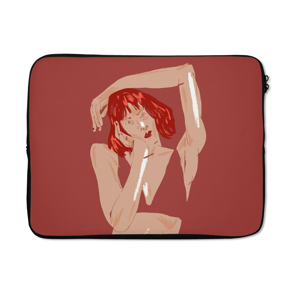 MuchoWow Laptop Hülle 17 Zoll Laptoptasche Frau - Rot - Abstrakt - Porträt - Zipper - Schutzabdeckung