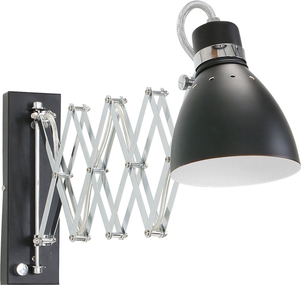Steinhauer Wandleuchte Spring 1-flammig Schwarz Matt 12,5x28-70cm