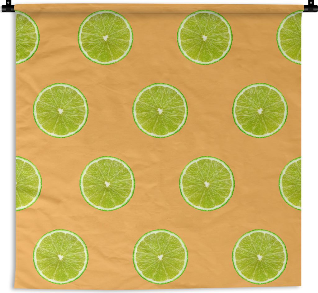 MuchoWow Wandteppich Wandbehang Limette - Pastell - Muster 150x150 cm Tapisserie Dekoration Wandtuch - Wohnaccessoires - Modernes