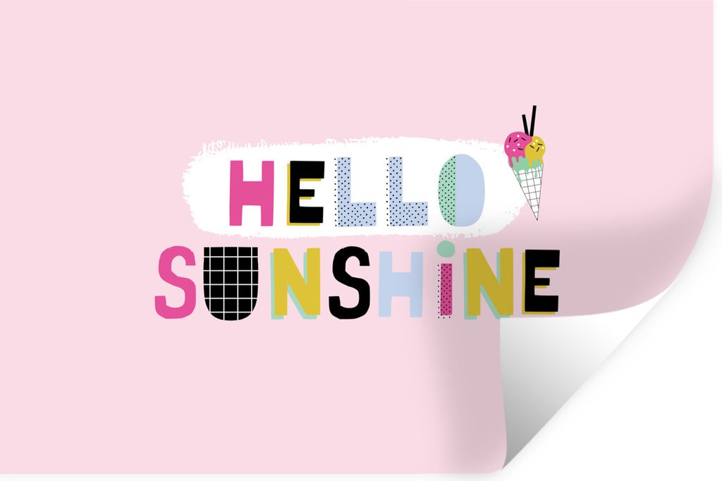 MuchoWow Wandtattoo Wandsticker Wandaufkleber Sommer - Eiscreme - Rosa 120x80 cm Selbstklebend und Repositionierbar - Selbstklebend - Fototapeten