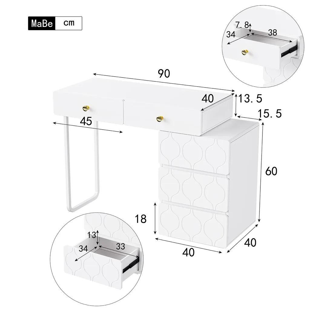 Coiffeuse 5 Tiroirs Blanche : Fini le Désordre avec ce Design Flexible