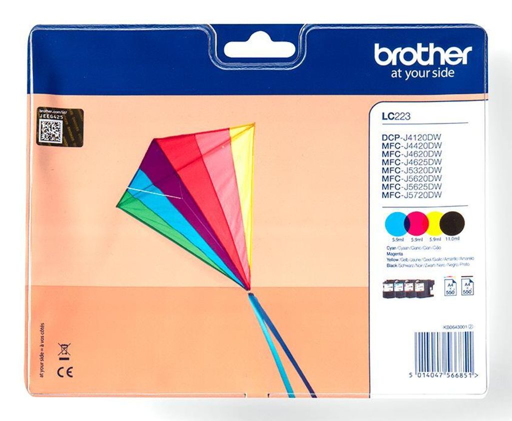 Brother LC223VALBPDR, Czarny, Cyjan, Purpurowy, Żółty, 4 Zdjęcie produktu 