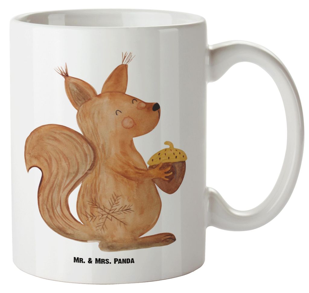 Mr. & Mrs. Panda Keramiktasse Eichhörnchen Weihnachten - Weiß - Geschenk, Große Teetasse, jumbotasse, Weihnachtsgruß, Guten Rutsch, steingut ta...