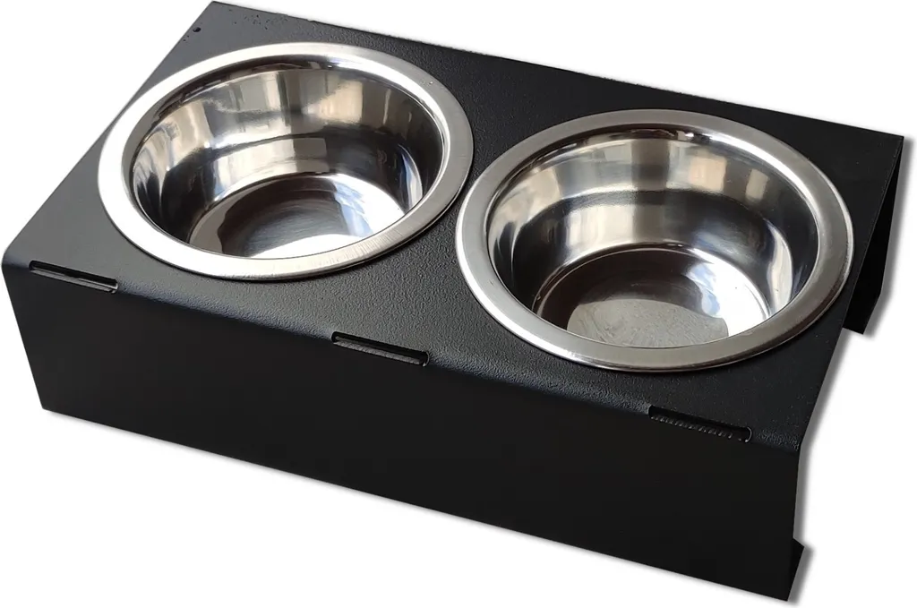 Support de gamelle pour chien avec deux bols inox 0,45L Gris Anthracite