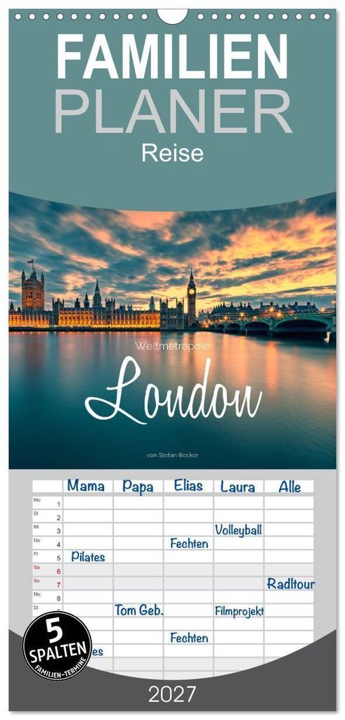 Familienplaner 2027 - Weltmetropole London mit 5 Spalten Produktbild 