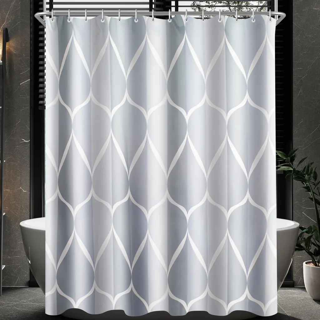 Rideau de douche Water Droplets 180x200cm anti-moisissure et lavable - 8