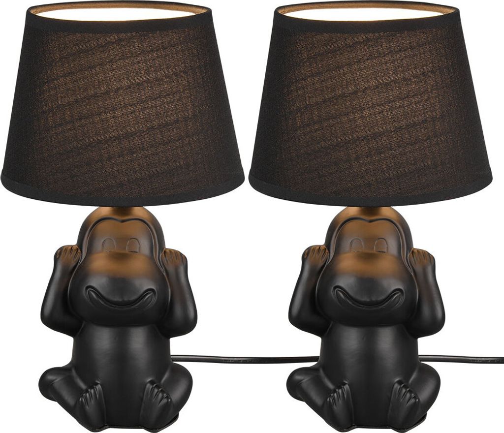 2x Tischleuchte, Keramik, Textil, schwarz, H 27 cm