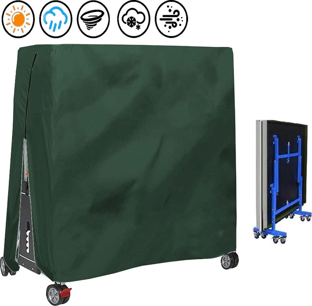 Abdeckung Schutzhülle Hülle für Tischtennisplatte - Abdeckhaube für Tischtennistisch - Abdeckplane Abdeckhülle - wasserdicht reißfest 165x70x...