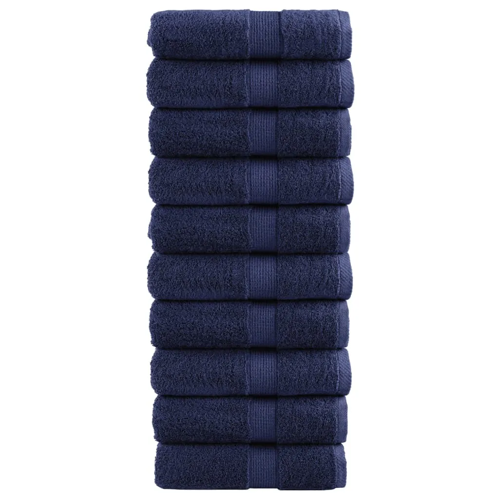Set 10 Salviette Ospiti SOLUND 30x50 Blu Navy 600 GSM 100% Cotone