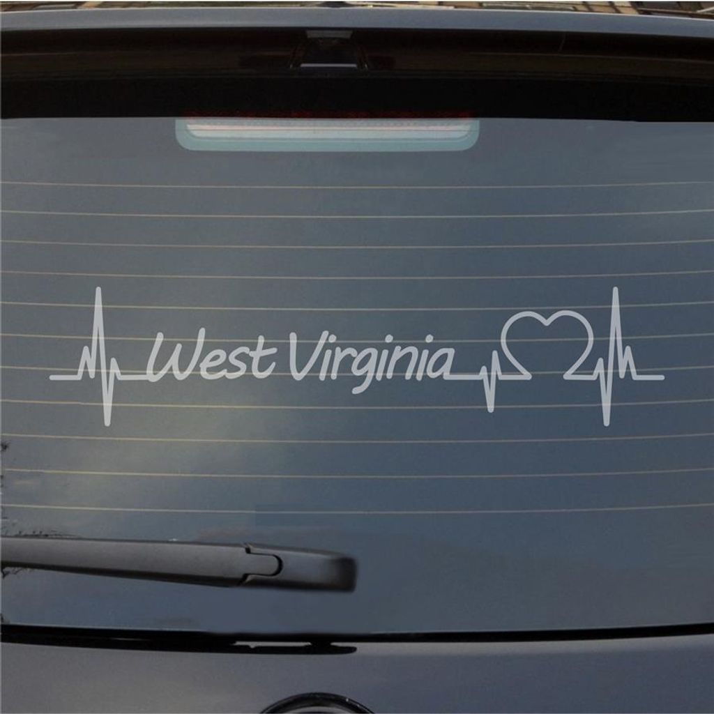 Heckscheibenaufkleber West Virginia Herzschlag Puls Staat USA Liebe 55x12 cm Milchglas Auto Aufkleber Sticker