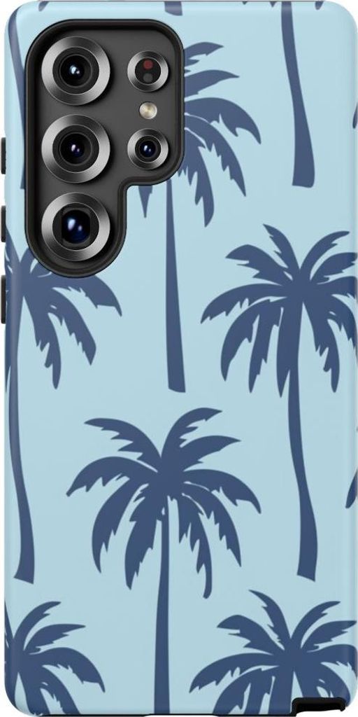 Blaues Palmenmuster – Hülle Kompatibel mit Samsung Galaxy S25 Ultra