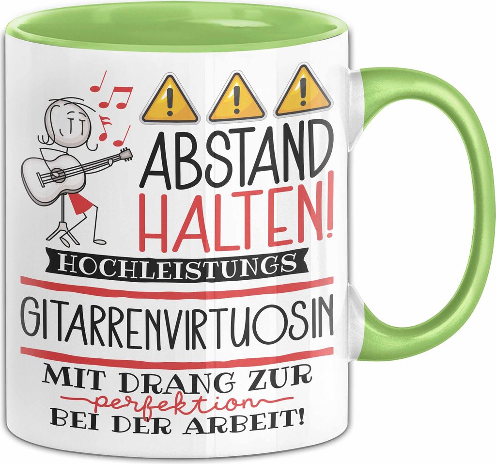 Gitarrenvirtuosin Tasse Geschenk Lustig Abstand Halten Hochleistungs-Gitarrenvirtuosin Mit Drang Zur Perfektion Bei Der Arbeit (Grün)
