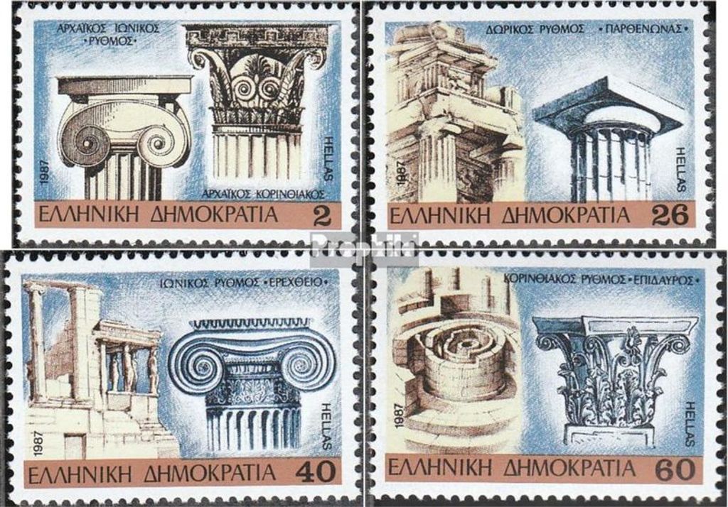 Briefmarken Griechenland 1987 Mi 1663-1666 (kompl.Ausg.) postfrisch Säulen