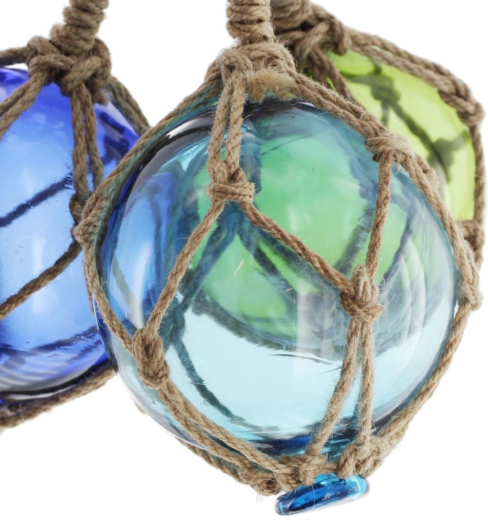 Linoows Fischernetz Kugel Rot - Mundgeblasene Glas-Kugel Im Netz 17,5 Cm