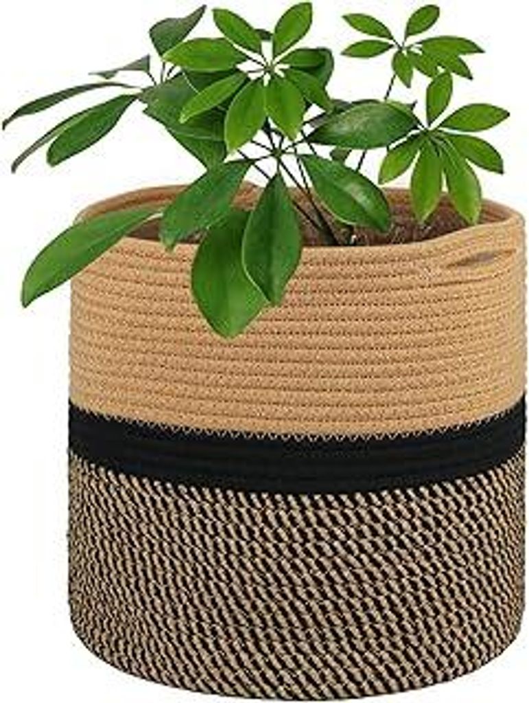 Tenn Well 30 cm Indoor-Topf für Pflanzen mit Einsatz, Baumwolle gewebter Aufbewahrungskorb große Blumentöpfe für Zimmerpflanzen, Blumentopf, W...