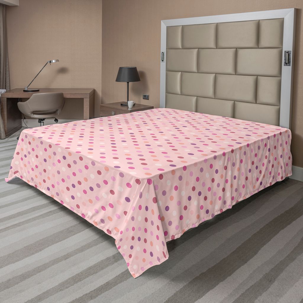 ABAKUHAUS Punktmuster Bettlaken, Bunte Romantische Tupfen In Den Geometrischen Formen Vintager Starker Druck, weiches bequemes oberes Bettlaken fü...