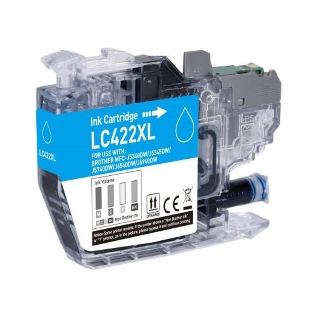 Cartouche d'encre compatible avec Brother LC-422XLC Cyan Image du produit 