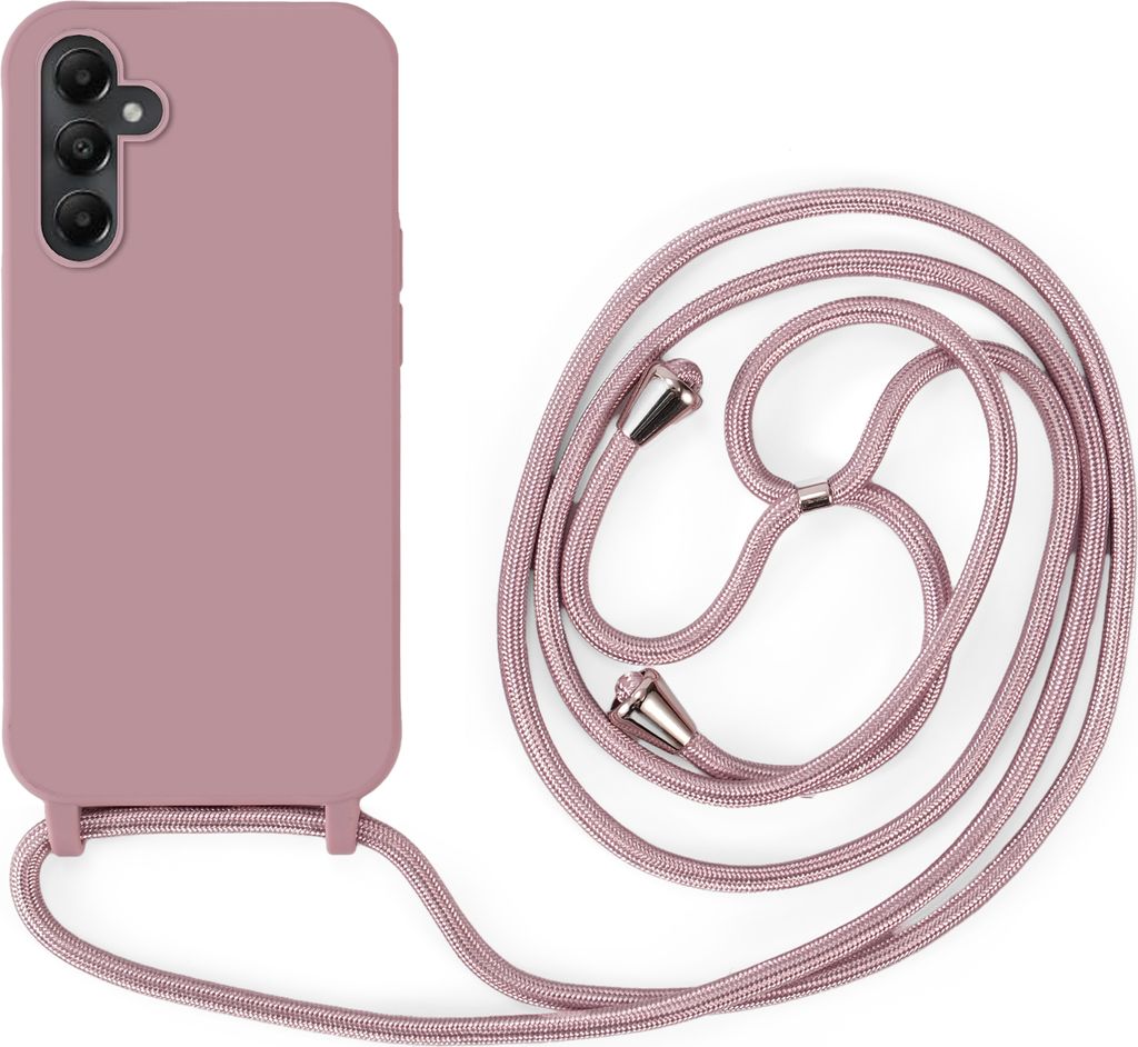 Handykette für Samsung Galaxy A05s Hanyhülle mit Band Hülle mit Kodel Smartphone Halskette in Rosa