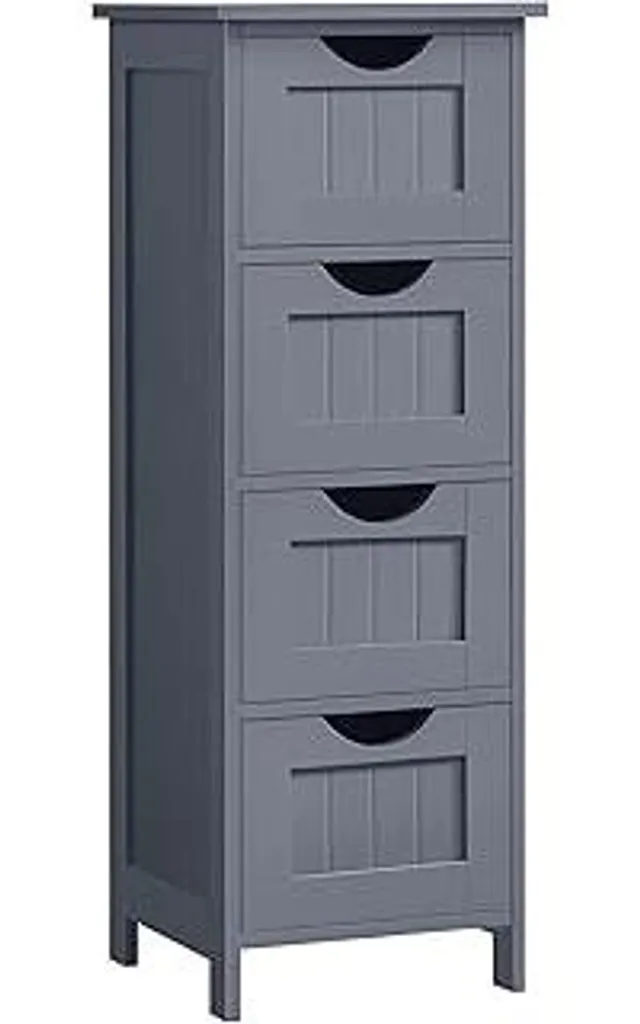 VASAGLE Armadietto Bagno Grigio 30x30x82 cm: 4 Cassetti Multi-Stanza