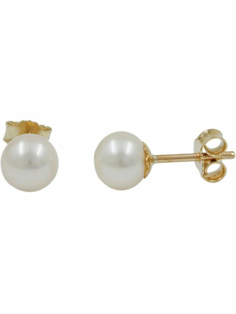 Ohrstecker Ohrring ca. 6mm Süßwasserzuchtperle 9Kt GOLD weiß 6mm