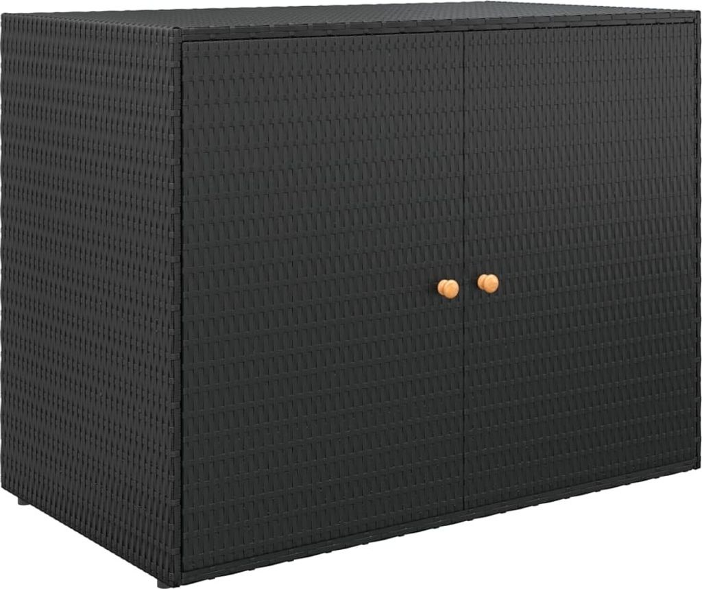 vidaXL Gartenschrank Schwarz 100x55,5x80 cm Poly Rattan Produktbild 8
