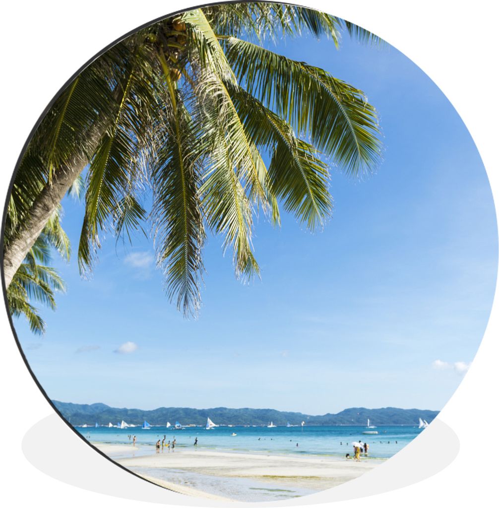 MuchoWow Aluminium Wandkreis Palmen am Strand von Boracay Ø 30 cm Wanddeko Modern Wohnzimmer - Wand Bild - Wohnzimmer - Runde Bilder - Alubilder...