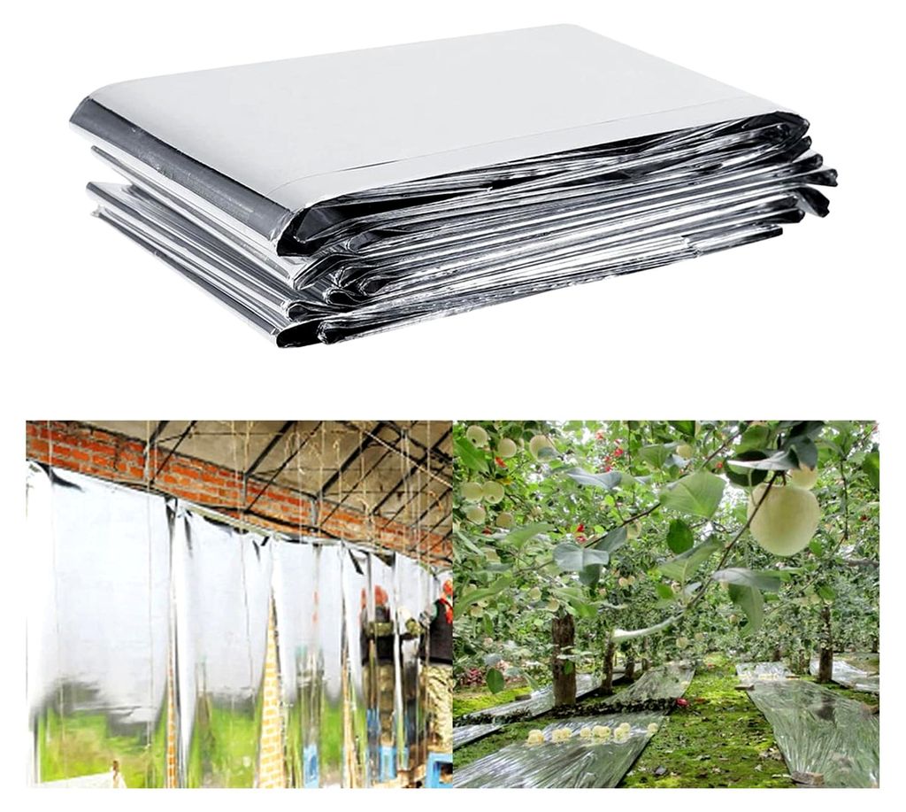 Reflektierende Folie für Pflanzen, Reflexionsfolie für Gewächshäuser, hochreflektierende PETP-Pflanzenfolie, für Garten Gewächshaus (210 x 12...