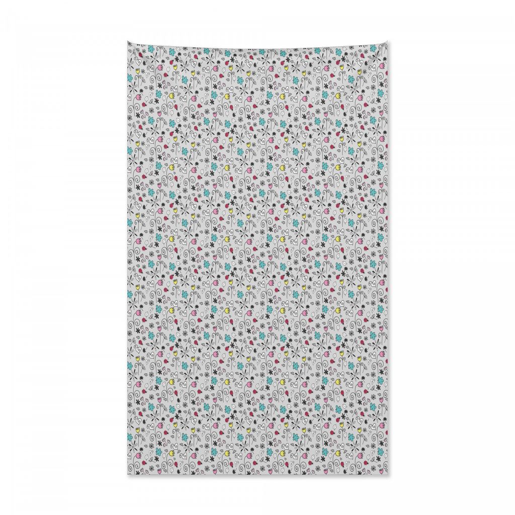 Abakuhaus Garten-Kunst Wandteppich und Tagesdecke, Gekritzel natürliche Elemente aus Weiches Mikrofaser Stoff Kein Verblassen Klare Farben Waschba...