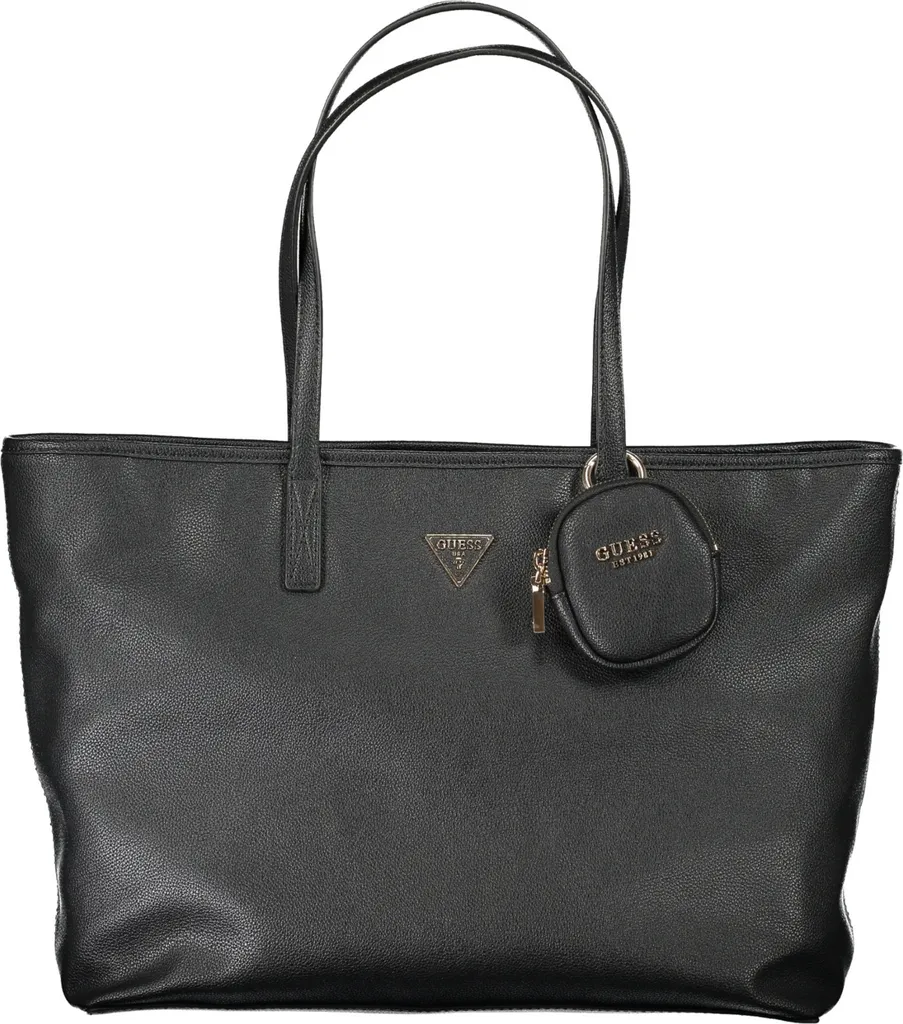 Sac cabas Guess Power Play Large noir chic avec logo et finitions or