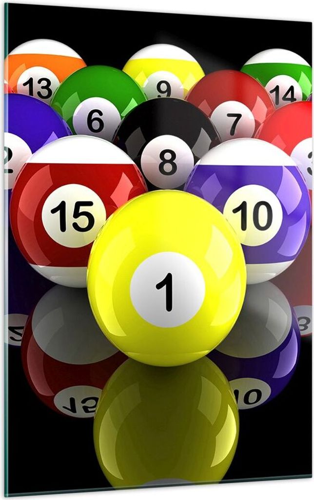 Bilder auf glas - Einteilig - Pool Spiel Wettbewerb - 50x70cm - Glasbilder - Wandbilder - Bilder - zum Aufhängen bereit - Wanddekoration aus Glas ...