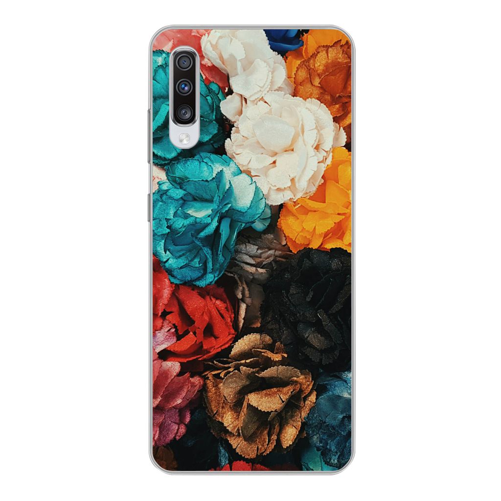 MuchoWow Handyhülle Schutzhülle Hülle für Samsung Galaxy A70 Wand - Rosen - Abstrakt Silikon Softcase Handy Hülle - Schutzhaube