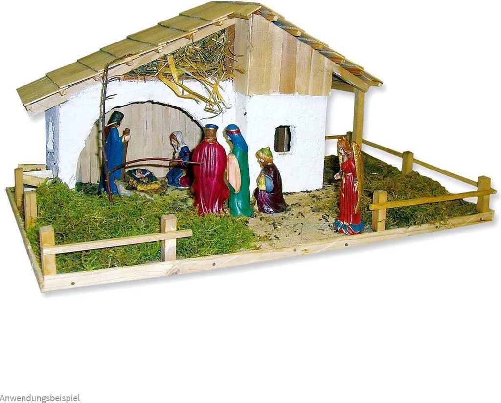 matches21 Weihnachtskrippe weihnachtliche Krippe als Bausatz f. Kinder Werkset Bastelset ab 13 Jahren