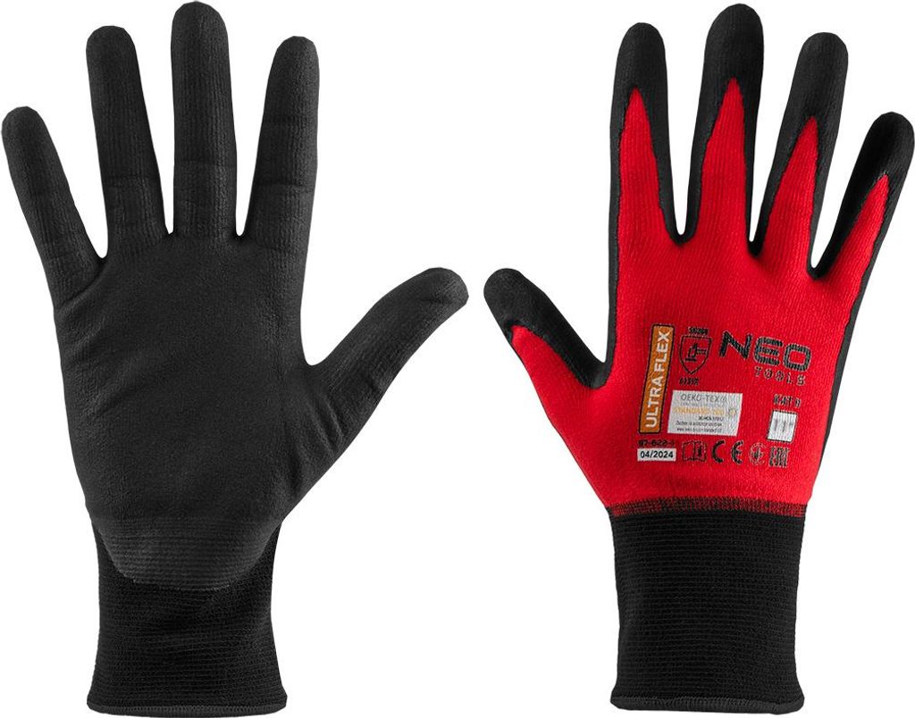 Ultraflex-Arbeitshandschuhe, Nylon-Elasthan, Polynitril (Schaum)-Beschichtung, 4131X, Größe 11