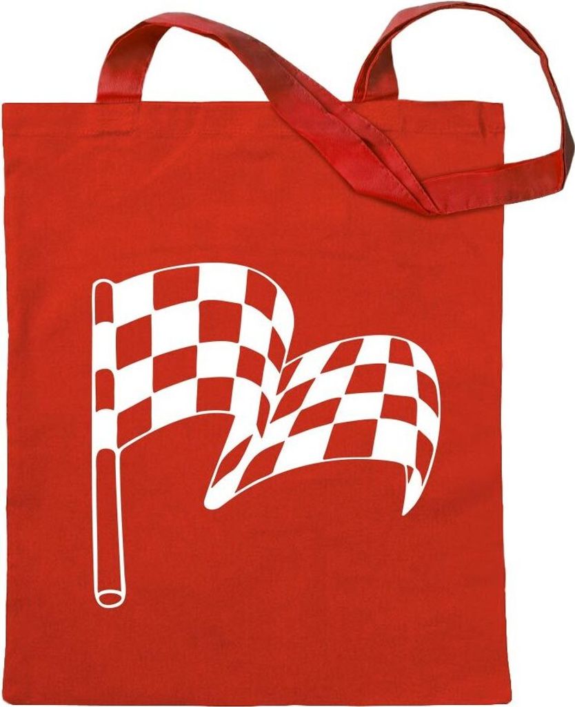 Kiwistar - Baumwolltasche - rot - Zielflagge - Tragetasche Stoffbeutel Umhängetasche langer Henkel