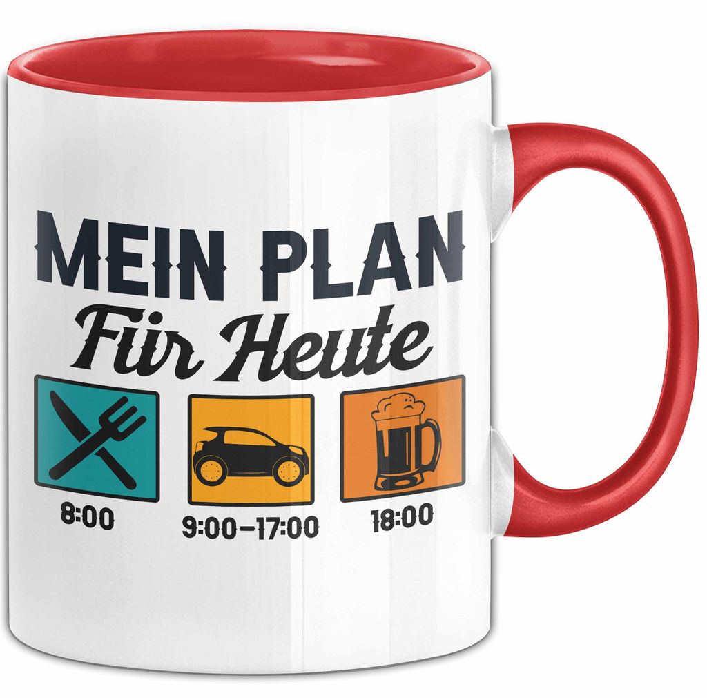 Fahrlehrer Tasse Geschenk Mein Plan Für Heute Fahrschule (Rot)
