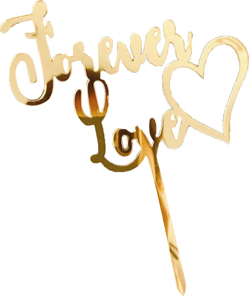 Für immer Liebe Kuchen Dessert Toper Backdekoration Valentinstag Partyzubehör-Golden