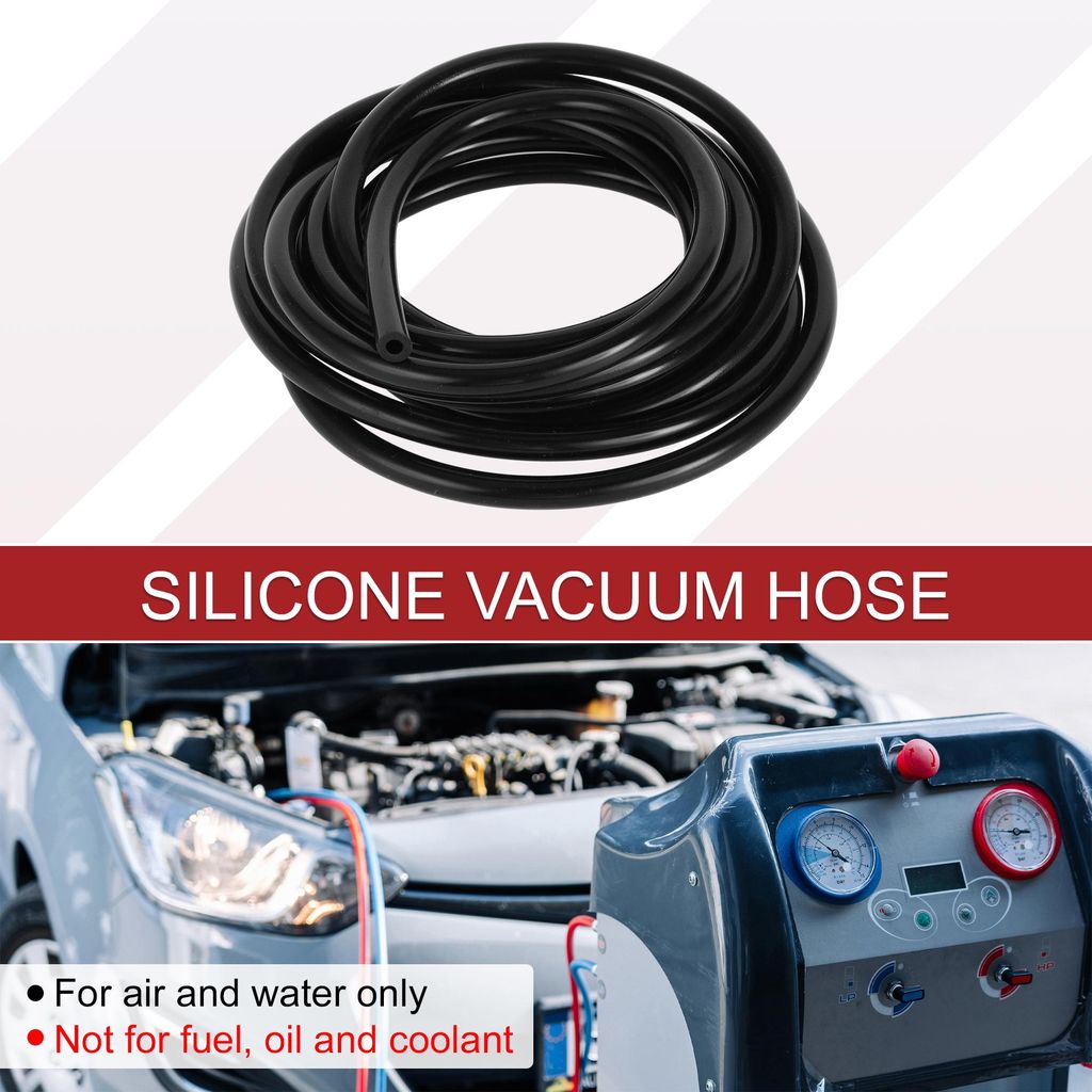 130PSI Max Druck Silikon-Vakuumschlauch Automobil-Vakuumschlauch Hochtemperatur 12FT 3/16" 4mm ID 2mm Dicke Schwarzes Silikon
