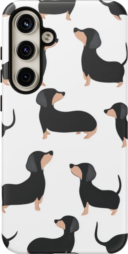 Minimalistisches Dackel-Muster in Schwarz – Hülle Kompatibel mit Galaxy S24 Plus