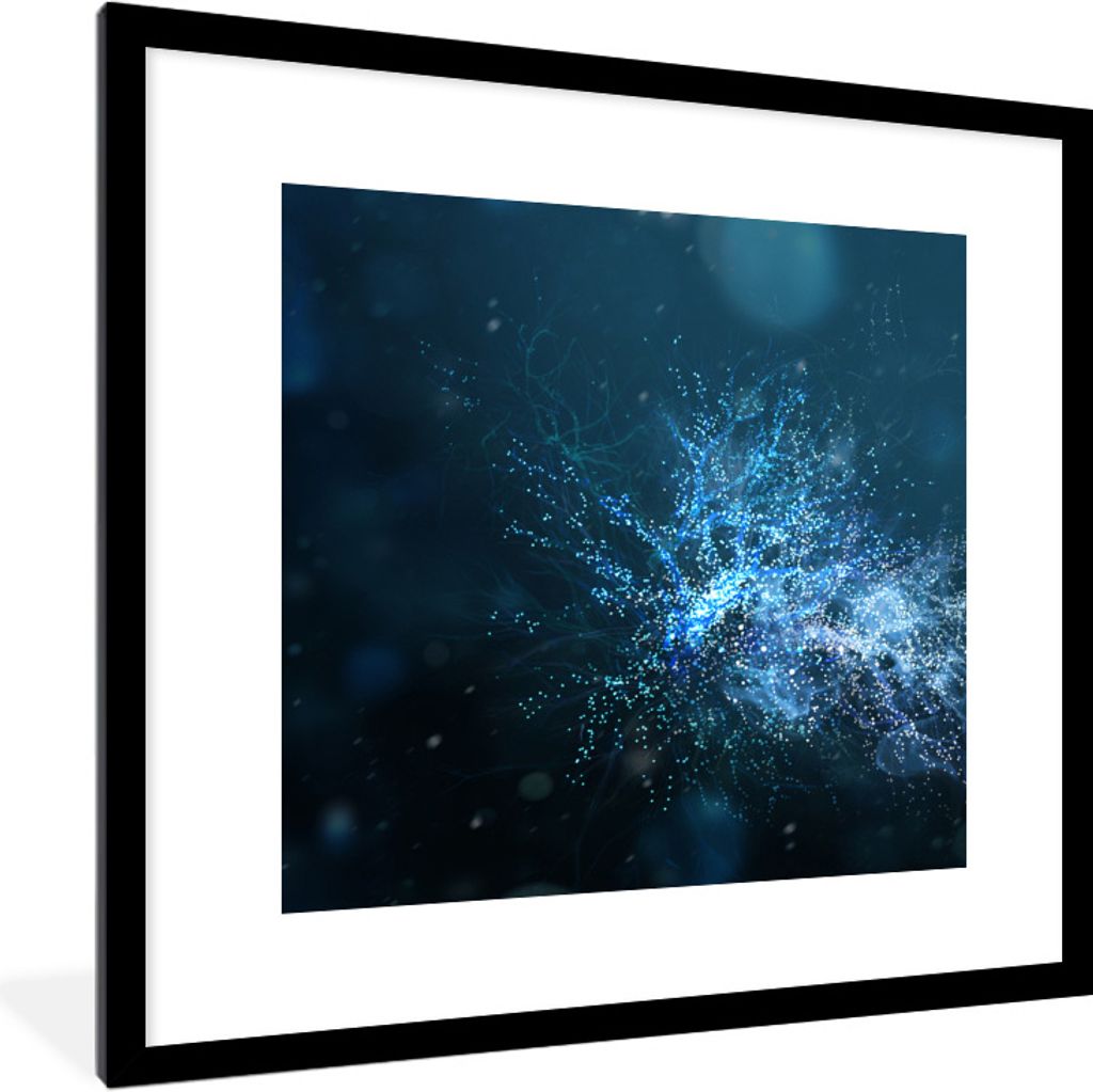 MuchoWow Gerahmtes Poster Wasser - Blau - Abstrakt 40x40 cm - Poster mit Schwarzem Bilderrahmen Wandposter Rahmen Foto Bilder - Poster - Plakat i...