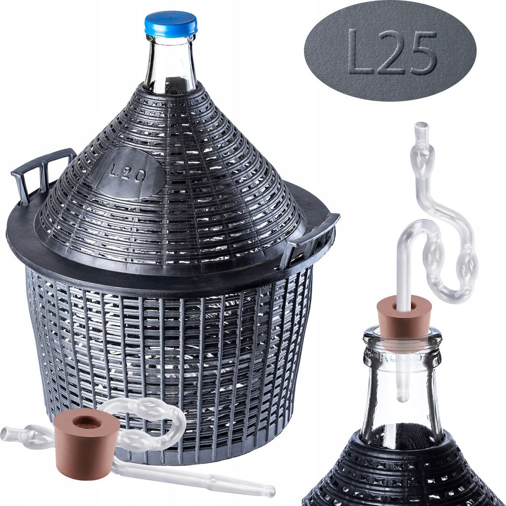 KADAX Gąsior Na Wino 25 Litrów Balon Do Wina Rurka Korek W Zdjęcie produktu 