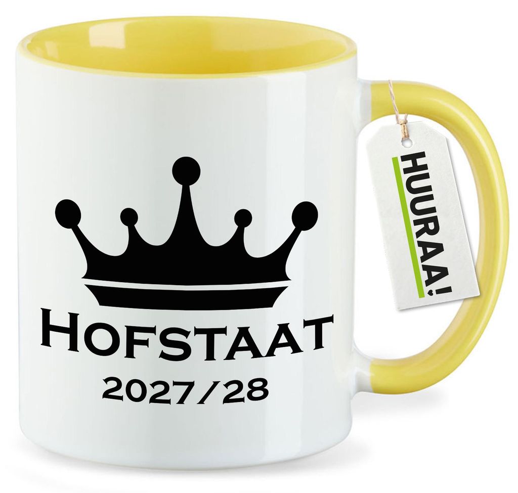 Huuraa Kaffeetasse Hofstaat 2027/28 Krone Schützenfest 330ml Gelb Keramik Kaffeebecher Geschenkidee