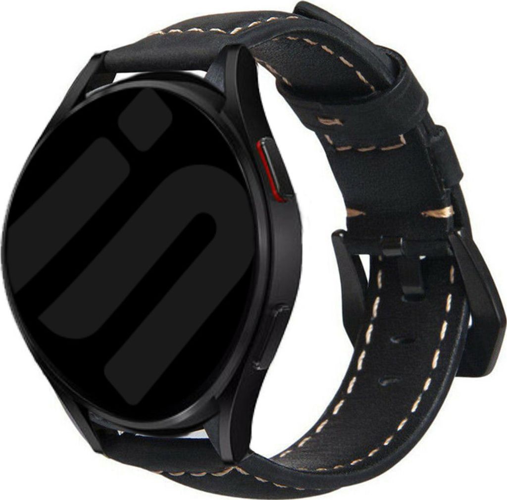 Strap-it Samsung Galaxy Watch 6 Classic 47mm Leder Armband (Schwarz)