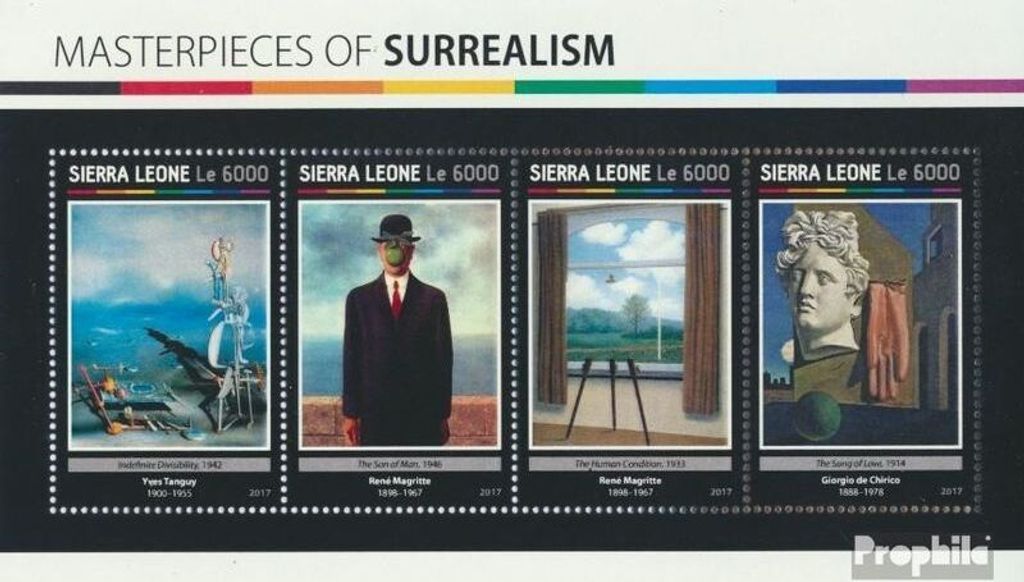 Briefmarken Sierra Leone 2017 Mi 8110-8113 Kleinbogen (kompl. Ausg.) postfrisch Surrealismus