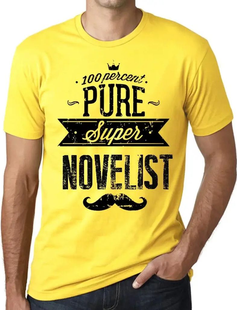Herren Grafik T-Shirt 100%iger Super-Romanautor – 100% Pure Super Novelist – Öko-Verantwortlich Vintage Jahrgang Kurzarm Lustige Druck Geburtstag