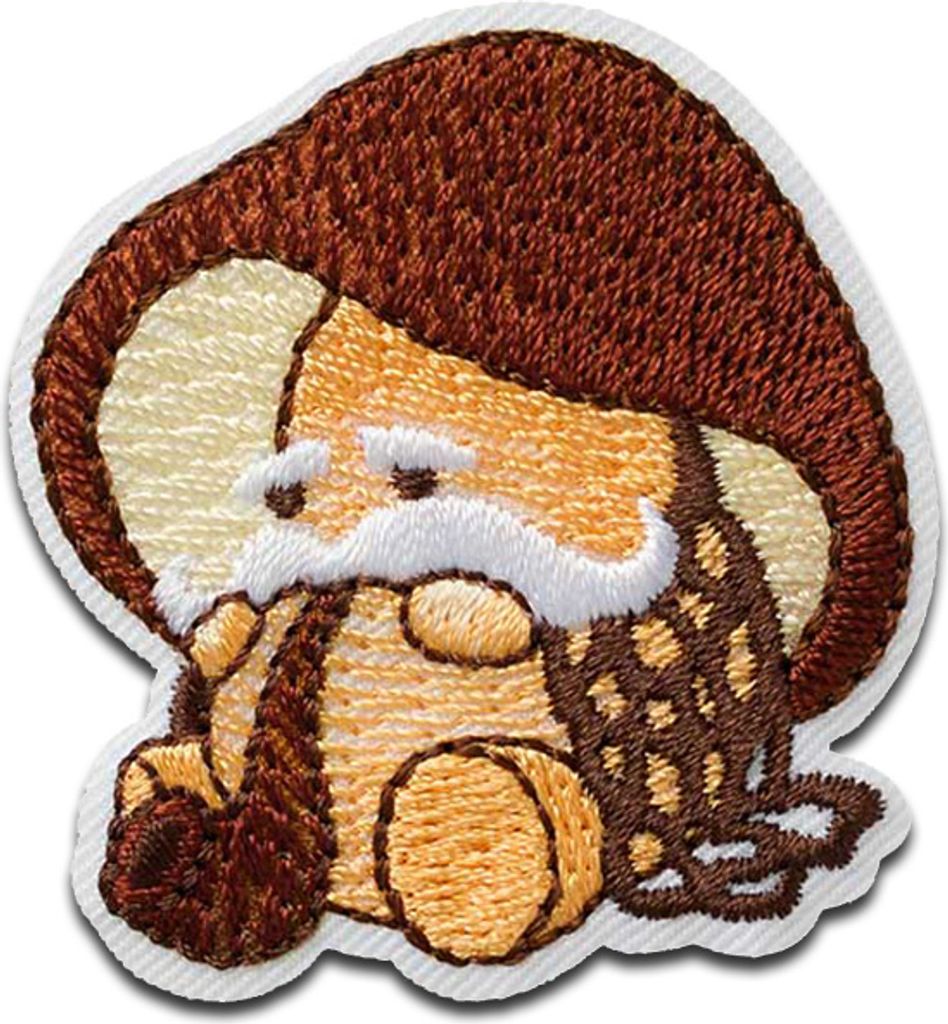 Mono-Quick Pilz mit Pfeife - Aufnäher, Bügelbild, Aufbügler, Applikationen, Patches, Flicken, zum aufbügeln, Größe: 4,5 x 4,2 cm