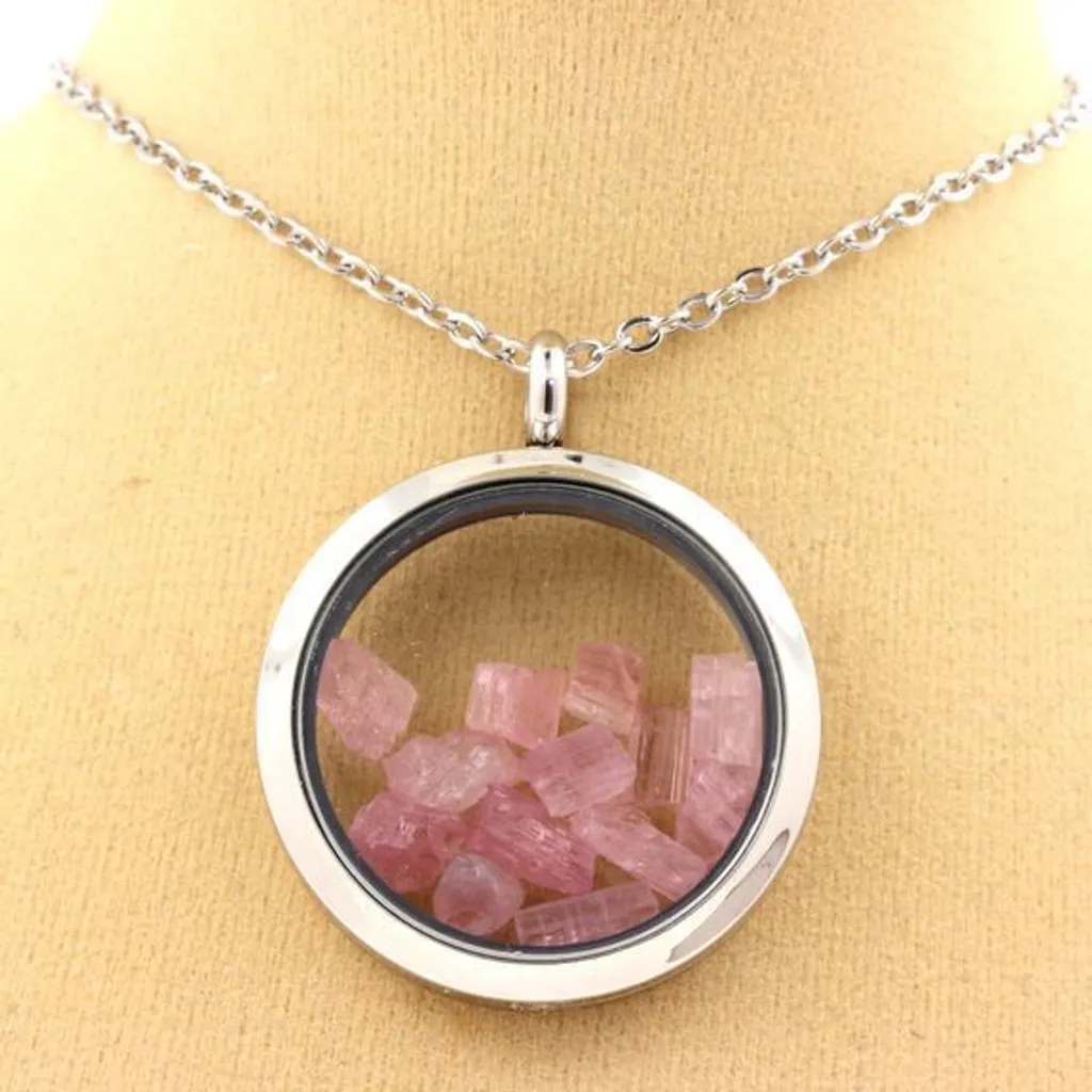 Pendentif tourmaline rose brute : collier artisanal en pierre fine