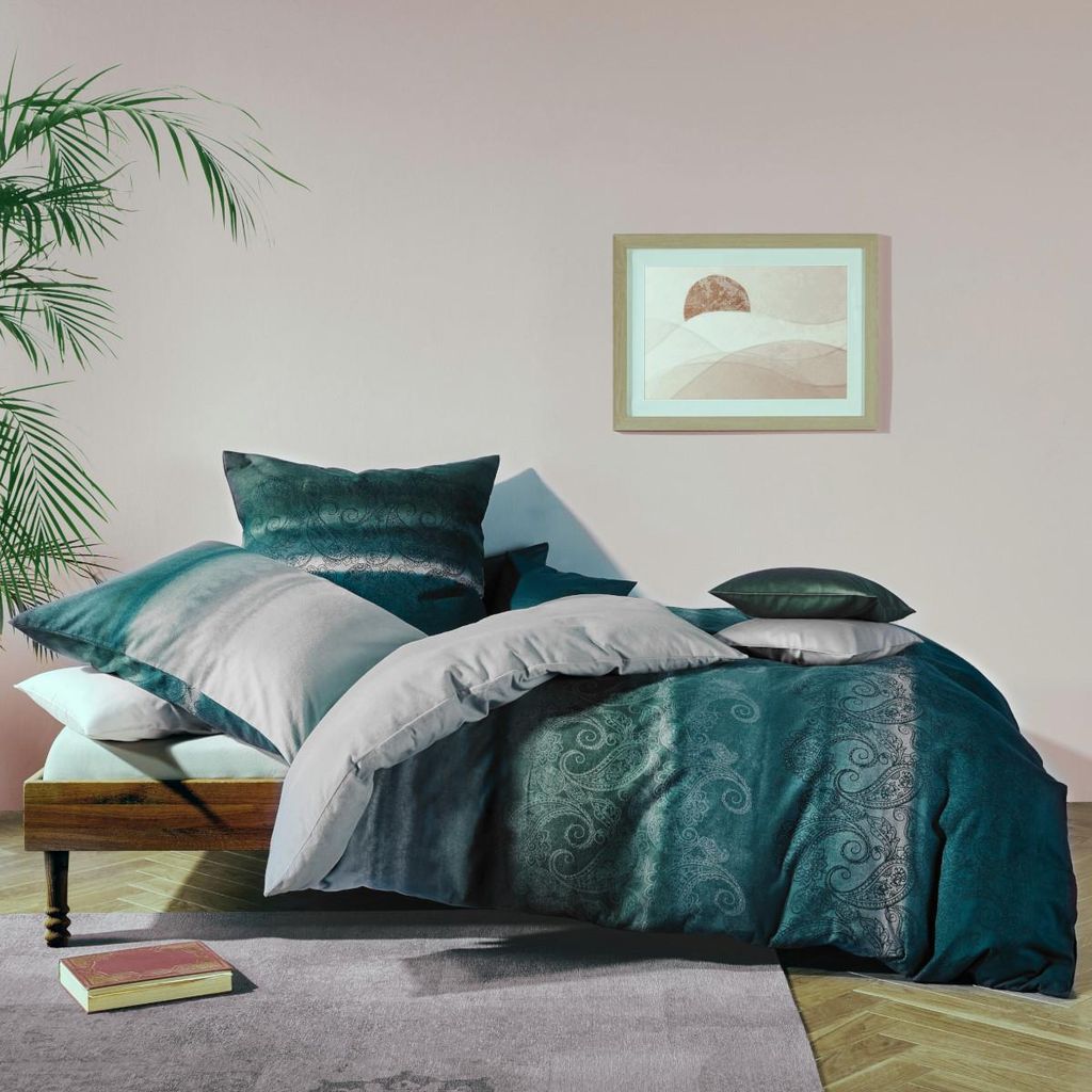 Kaeppel Jersey Bettwäsche 135x200 + 80x80 cm Mara 21288 smaragd grün Paisley